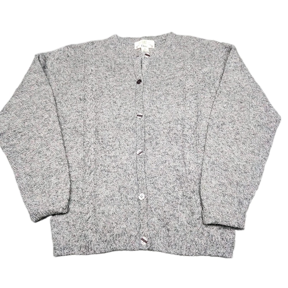 Orvis Womens Vintage Grey 100% Wool Button Down Cardigan Sweater Medium 10/12